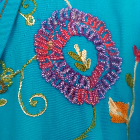 Quacker Factory Jacket Sz M Embellished Butterflies Flowers-321 - Picture 4 of 9